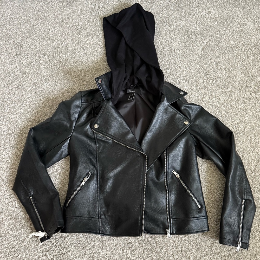 Forever 21 Black Leather Moto Jacket